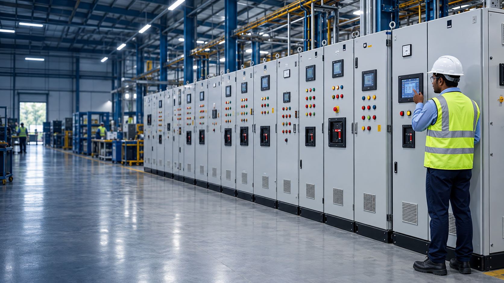 Tvashtra engineer operating an industrial electrical control panel