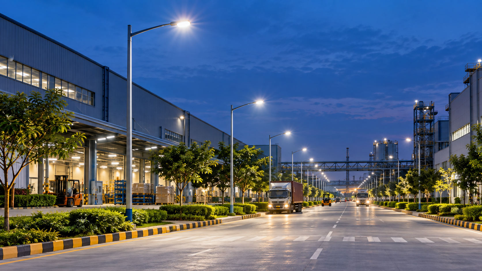 Smart lighting across an industrial campus