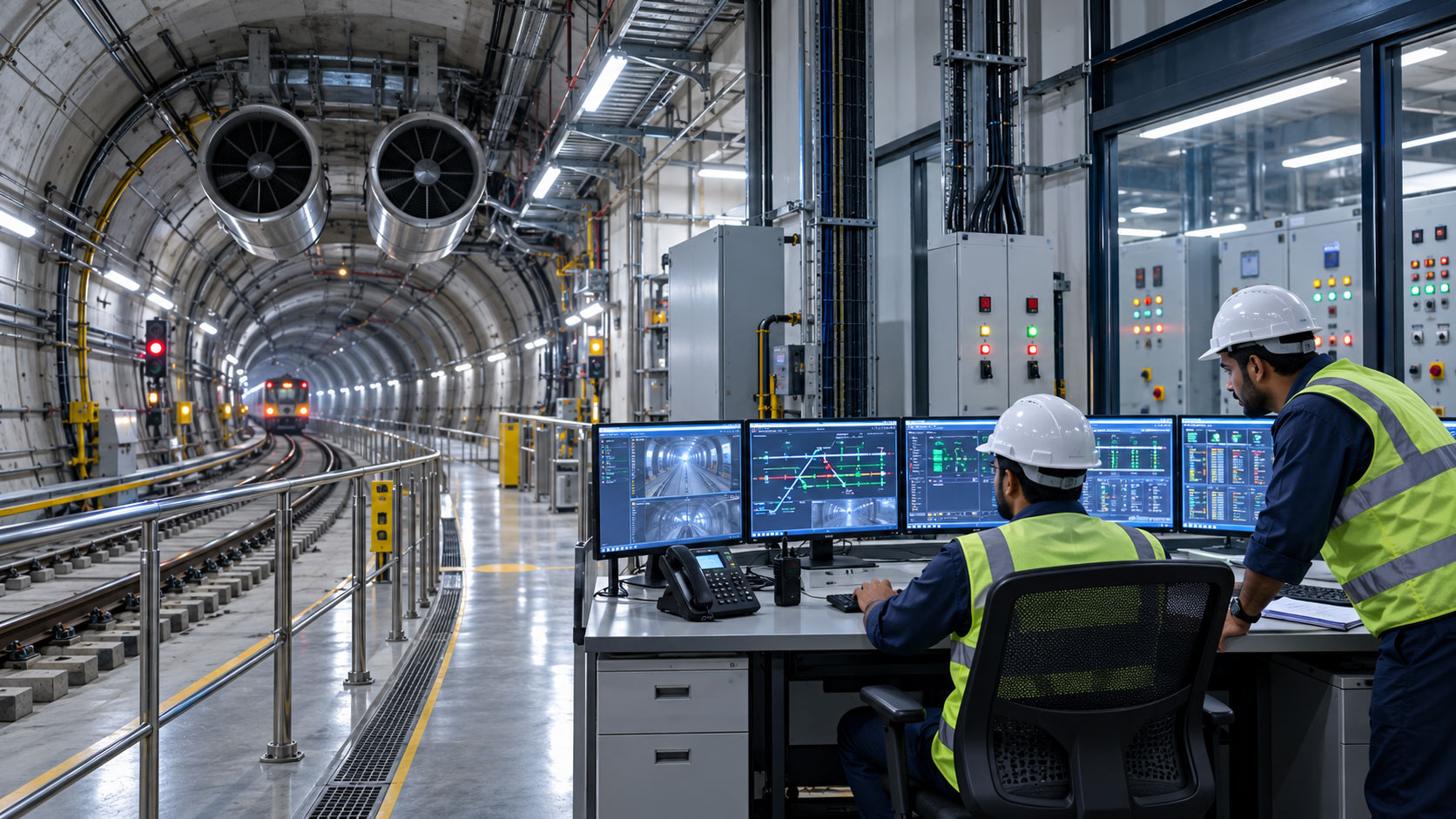 Automated infrastructure systems inside a transport tunnel