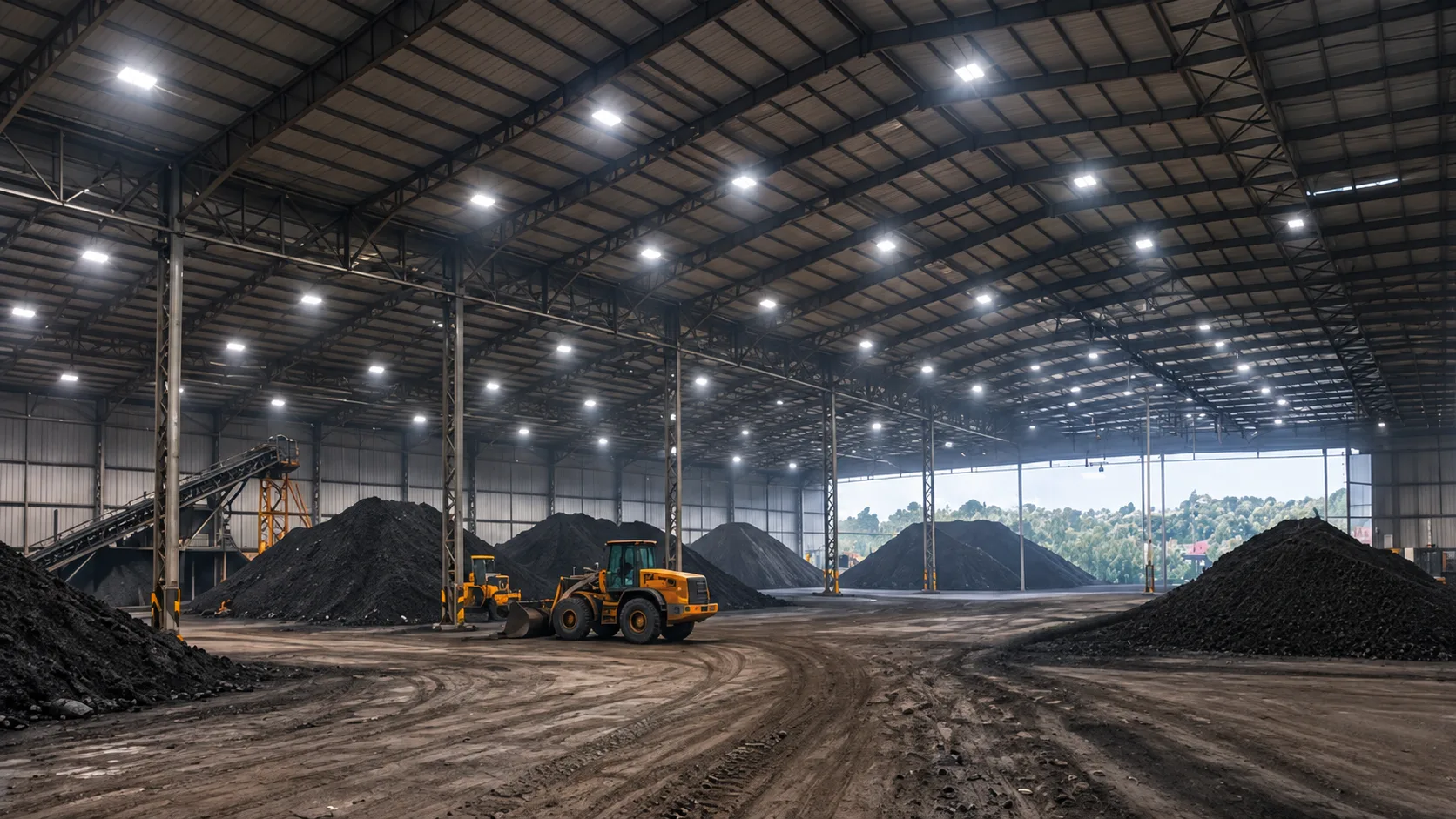 South West Port covered bulk storage smart lighting installation
